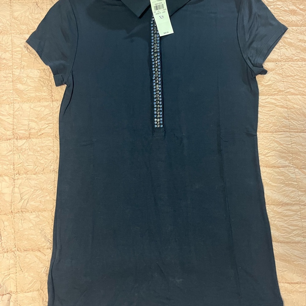 NWT - Ann Taylor Navy Button Down Shirt